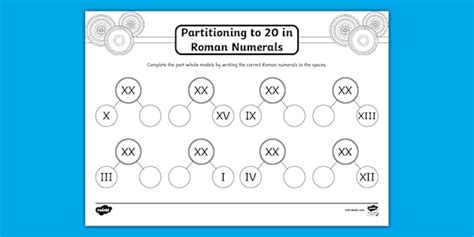👉 Roman Numbers 1 – 20: Roman Numeral Partitioning Activity