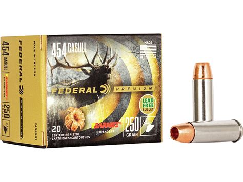 Federal Premium 454 Casull Ammo 250 Grain Barnes XPB Solid Hollow