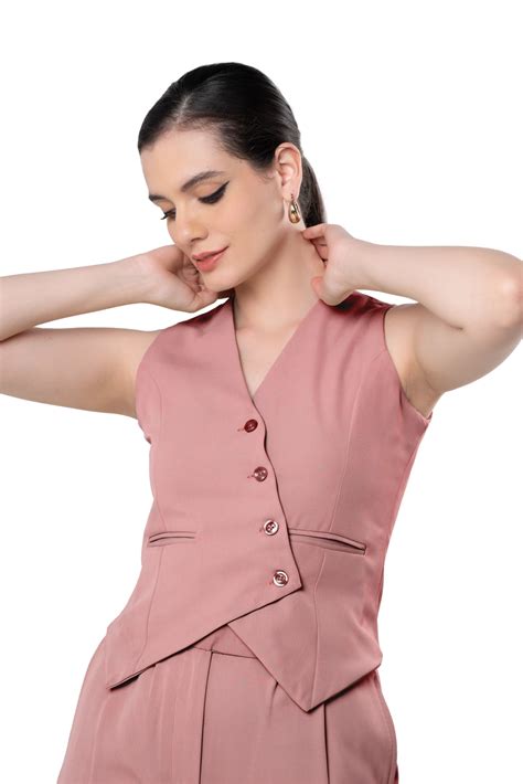 Buy Black asymmetric vest coat and flared pant co ord set for women ...