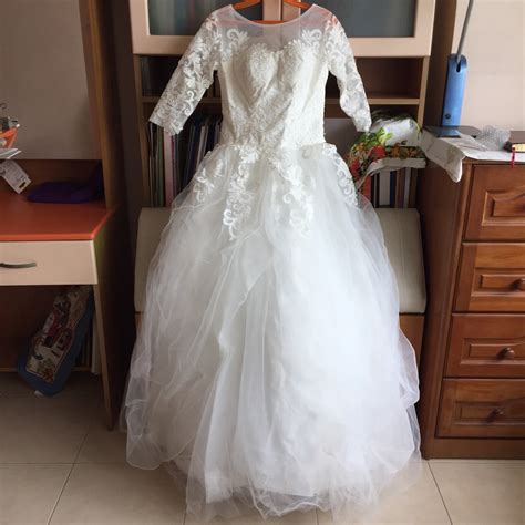 Princess Waist Lacey Wedding Dress, Women's Fashion, Dresses & Sets, Evening dresses & gowns on ...