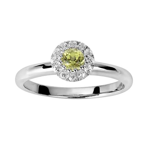 Oro Leoni Sterling Silver Peridot & White Topaz Frame Ring