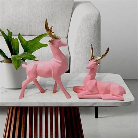 CraftVatika Resin Reindeer Couple Showpiece Modern Art Deer Statue ...