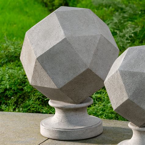 Polyhedron Finial | Geometric Garden Accent in Cast Stone