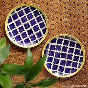 ExclusiveLane Moroccan Plates Pair Handpainted Ceramic Dinner Plates ...