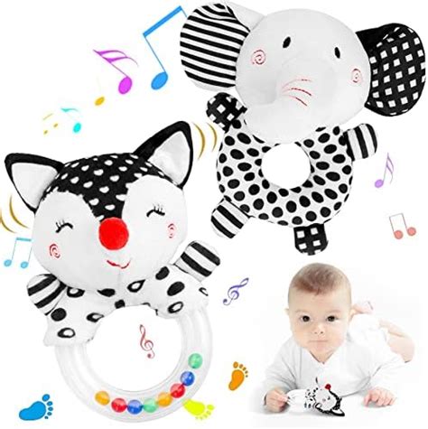 FPVERA Baby Rattles 0-6 Months: Soft Black and White Baby Toys, 2PCS ...
