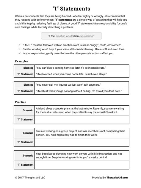 Image result for Communication. I Statements Worksheet