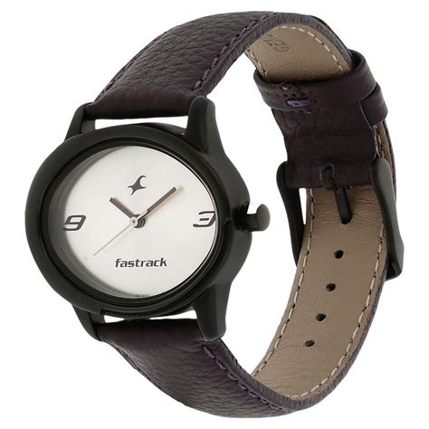 Fastrack Quartz Analog Silver Dial Leather Strap Watch for Girls