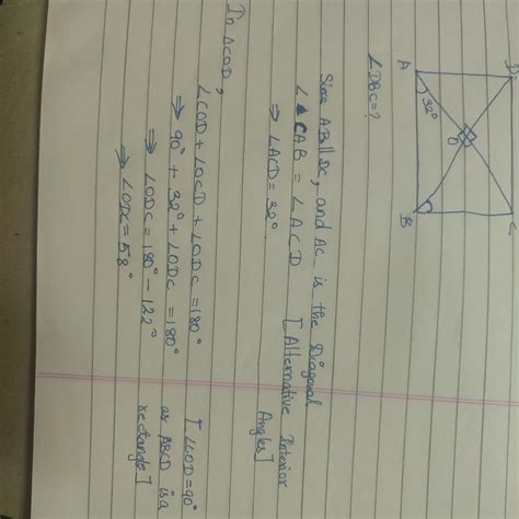 ABCD is a rectangle with angle BAC =32 Determine angle DBC - Brainly.in
