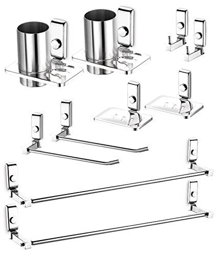 Dazzle Bathroom Accessories Set Stainless Steel Bathroom Set(Pack of 10 ...
