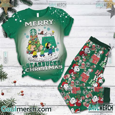 Snoopy Merry Starbucks Christmas Pajamas Set - Gaulmerch