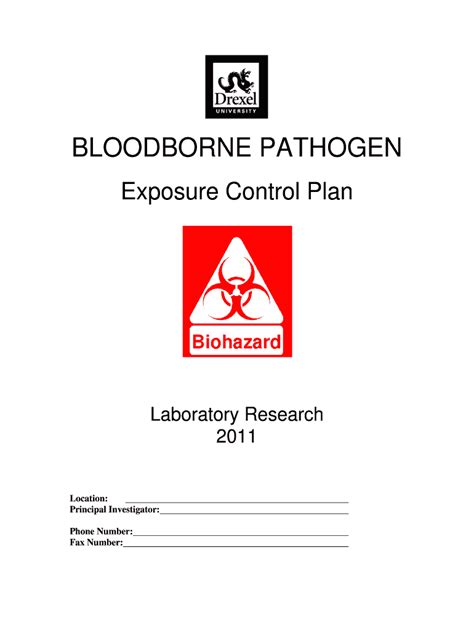 Fillable Online neurobio drexelmed Bloodborne Pathogen Exposure Control ...