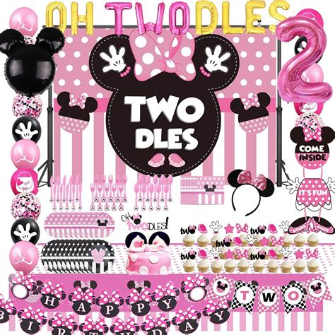Buy Oh Twodles Minnie Twodles Birthday Party Supplies Decorations Mouse ...