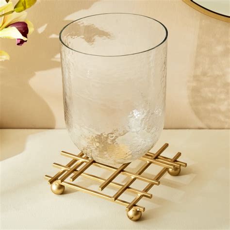 Buy Splendid Gold Rush Cady Glass Hurricane Candle Holder from Home ...