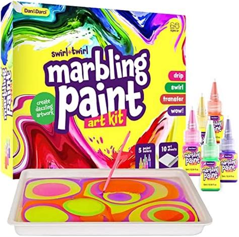 Dan&Darci Marbling Paint Art Kit for Kids - Arts & Crafts Gifts for ...
