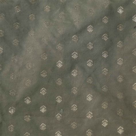 Banarasi Brocade Pastel Ash Grey With Tiny All Over Motifs Woven Fabri ...