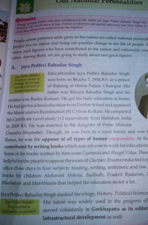 write any three contribution made by jay Prithvi Bahadur Singh - Brainly.in