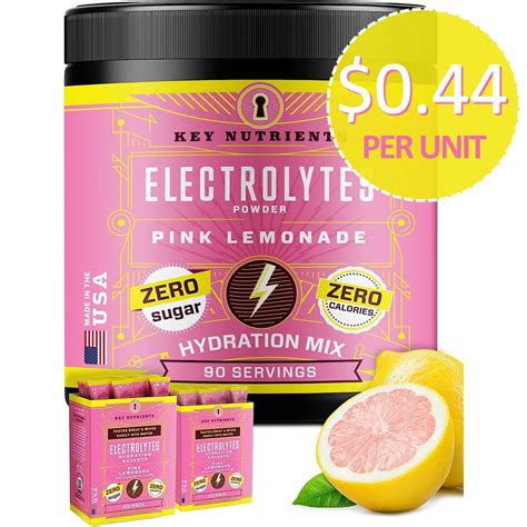 Key Nutrients Electrolyte Hydration Powder: Fresh Pink Lemonade - 0.44$/unit, No Sugar/Calories ...