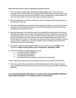 Fillable Online circuit8 Motion To Reduce Fee For Mandated Parenting ...