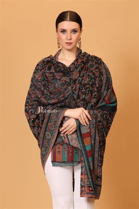 Pashtush Womens Soft Bamboo Shawl, With Woven Ethnic Paisley Weave, Bl ...