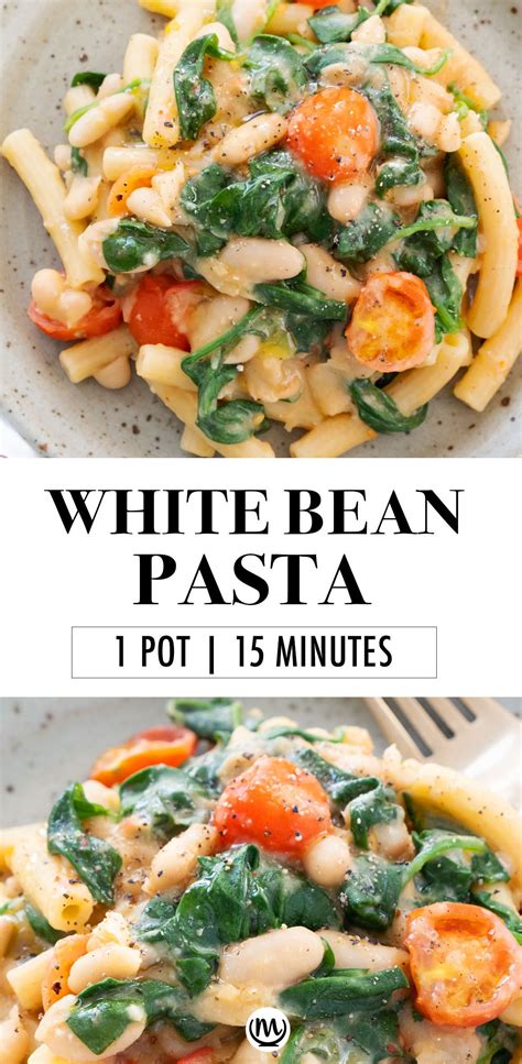 One-Pot White Bean Pasta (15 Minutes!) | Recipe | Bean pasta recipes ...