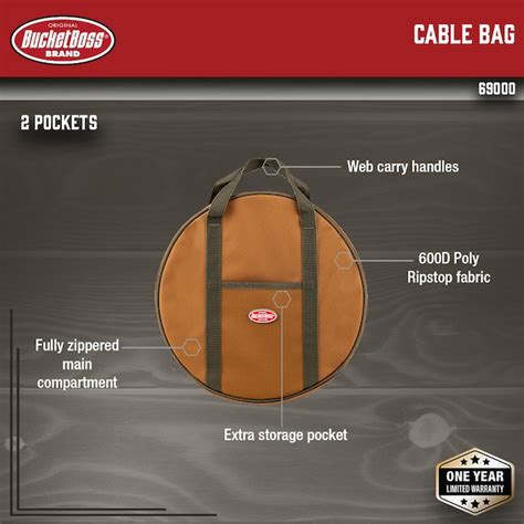 Bucket Boss 14 in. Cable Brown Polyester 3-in Zippered Tool Bag 69000 ...