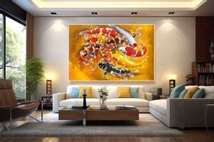 9 koi fish artwork feng shui painting for wealth and blessing
