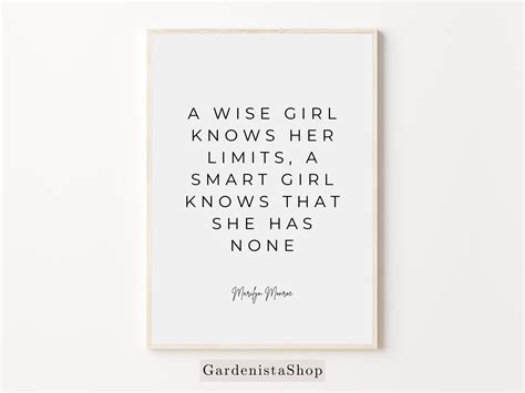 Marilyn Monroe Quote Print, A Wise Girl Knows Her Limits Quote Wall Art ...