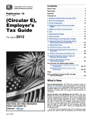 Fillable Online irs 2012 Publication 15. (Circular E) Employer's Tax ...