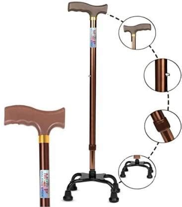 MCP Brown Quadripod height Adjustable Aluminium Four Legged Walking ...