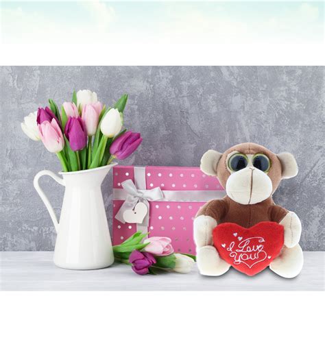 Buy DolliBu I Love You Plush Big Eyes Monkey – Cute Stuffed Animal with ...