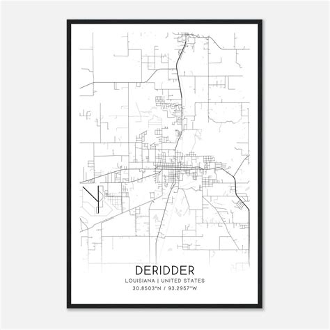 Deridder Louisiana Map Poster, Modern Home Decor Wall Art Print ...