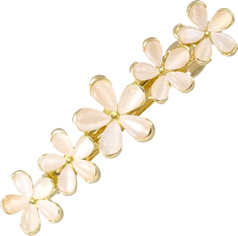 Amazon.com : HINZIC 2.64inch Flower Opal Hair Clip Gold Sparkly Wedding ...