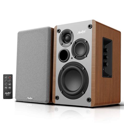 Moukey Powered Bookshelf Speakers Pair- Bluetooth 5.0 Studio Monitors ...