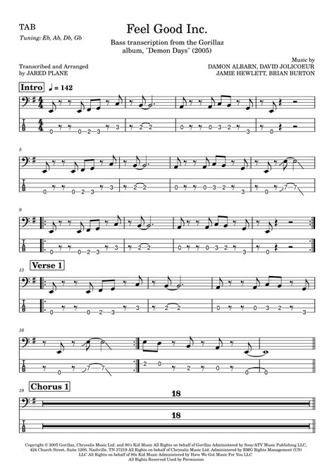 Feel Good Inc (arr. Jared Plane) by Gorillaz/De La Soul Sheet Music for ...