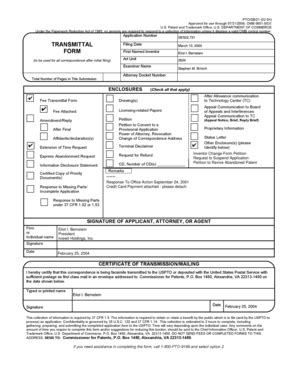 USPTO Transmittal Form - Blank Fillable Template | Fill Out, Print ...
