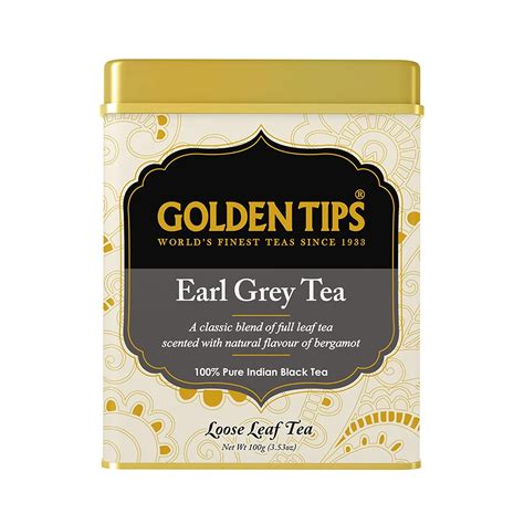 Golden Tips Loose Leaves Earl Grey Black Tea Tin can (100 Gram , 50 ...