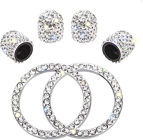 SAVITA 4 Pack Crystal Diamond Rhinestone Tire Valve Stem Caps Universal ...