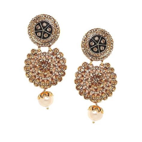 Yellow Chimes Kundan Drop Earrings for Women Traditional Gold Plated ...