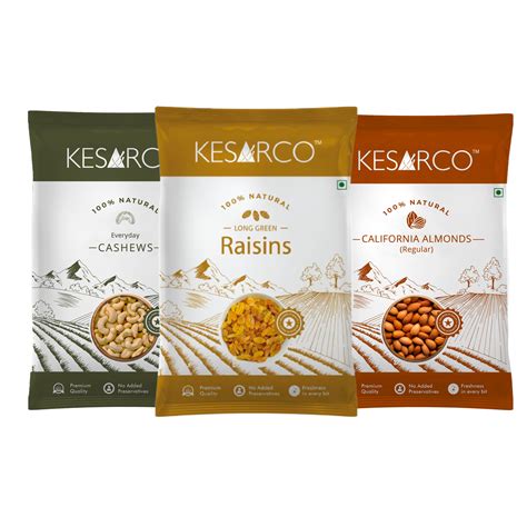 Almonds, Cashew and Raisins combo (500gm each) – KesarCo