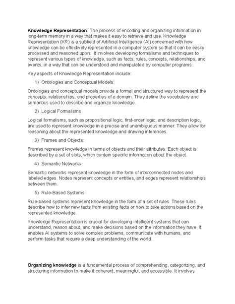 Cog Psych notes - lll - Knowledge Representation: The process of ...