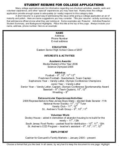 Image result for College Application Example