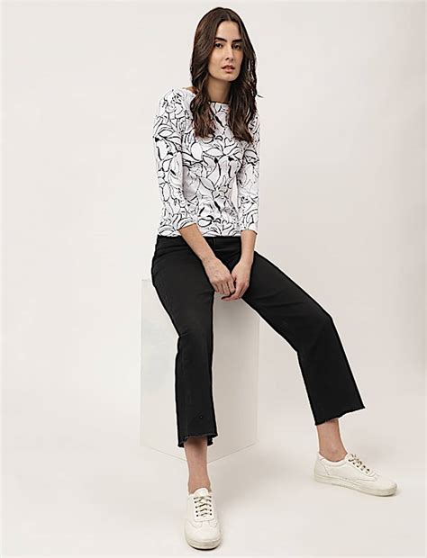 Buy Viscose Mix Printed Boat Neck T-Shirts at Marks & Spencer