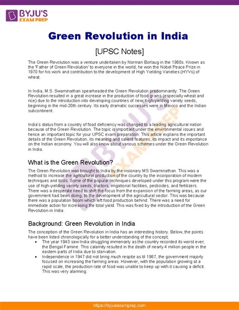 Green revolution in india upsc notes 28 - Green Revolution in India ...