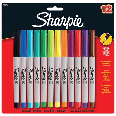 Sharpie Permanent Markers, Ultra Fine Point, Assorted Colors, 12 Count ...