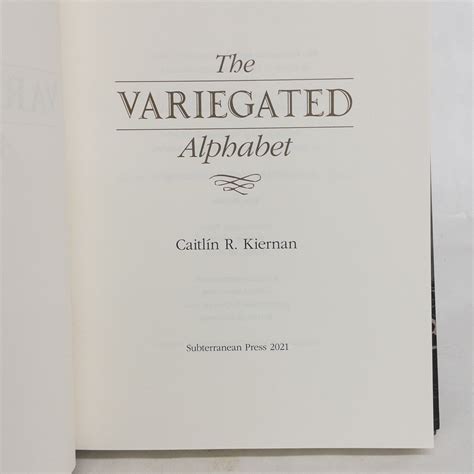 Caitlin R. Kiernan: 'The Variegated Alphabet' Signed Limited Edition