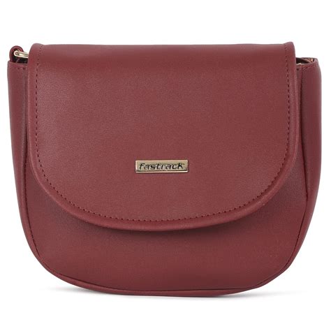 Fastrack Structured Maroon Sling Bag With Adjustable Strap For Women ...