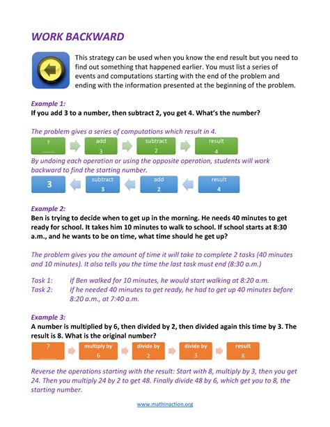 Image result for Work Backward Math Strategy