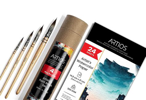 ARTIOS Mop Brush for Painting with Artists' Watercolor Paper A5 300 GSM ...