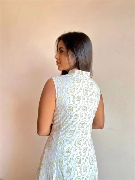 White Chelsea Sanganeri Hand Print Dress | Buy Now | Best Rate