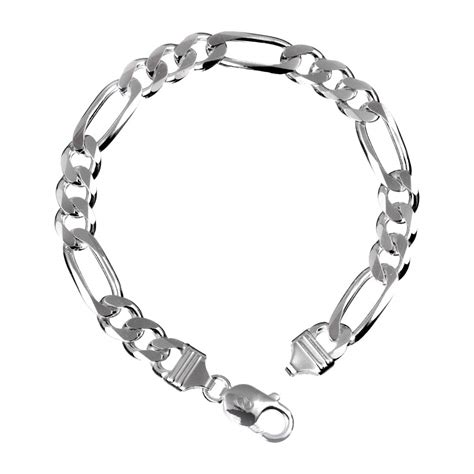 Clara Anti-Tarnish 92.5 Sterling Silver Figaro Bracelet 8.5 inch 20 gm ...